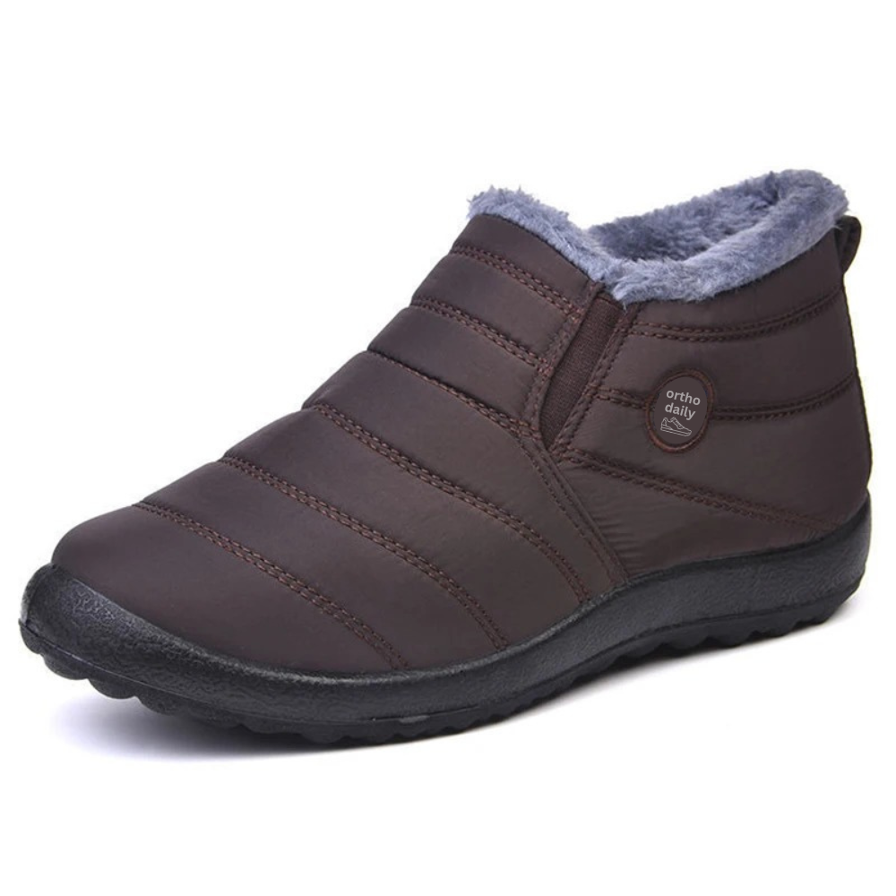 Brauner Fleece-Knöchelstiefel, wasserdicht, rutschfest, warm, für Winter, Herren.