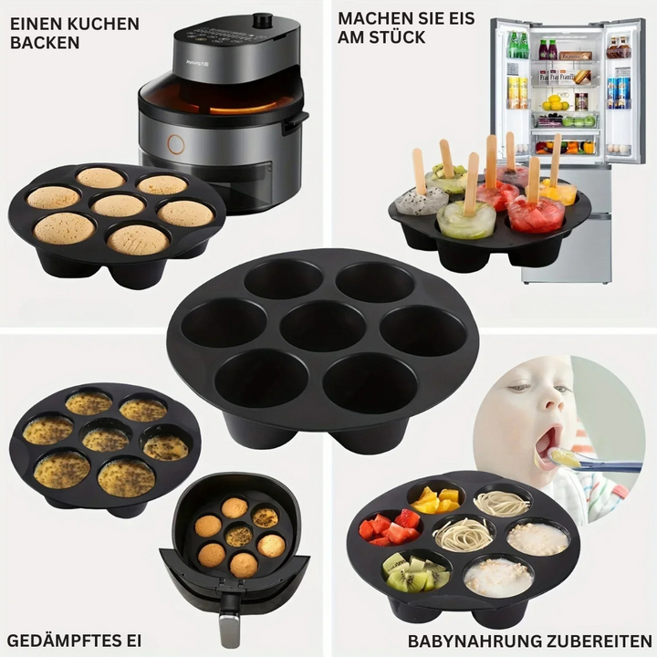 Silikon-Muffinform, schwarz, vielseitig, für Kuchen, Eis, gedämpfte Eier, Babynahrung.