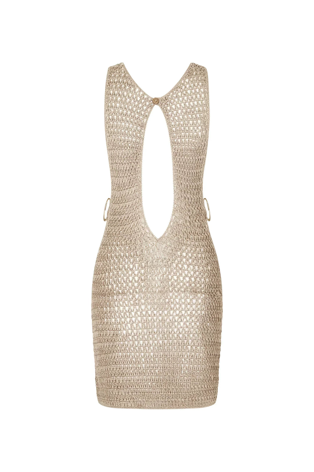 Beige pletené průhledné plážové šaty s vzdušným designem – Kaïa