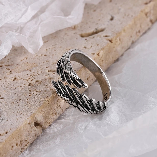 925 Sterling Silber Ring, Flügel-Design, Vintage, Thai Silber, Mode, Hip-Hop, Schmuck.