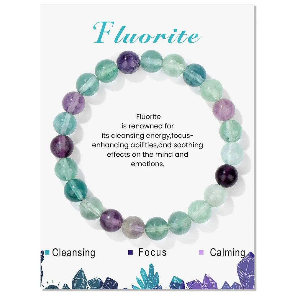 Fluorit-Armband, grün-lila, Heilsteine, beruhigend, Fokus, Energie, Schmuck, Kristallarmband