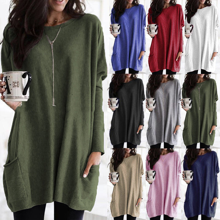 Damen Oversize Pullover, verschiedene Farben, Langarm, lässig, mit Taschen, Herbstmode.