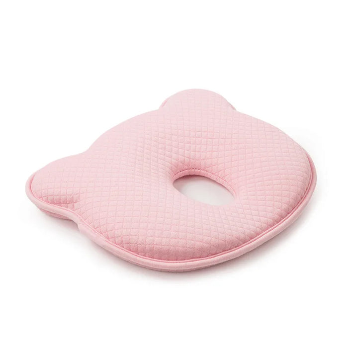 Rosa Baby-Kopfkissen aus Schaumstoff, ergonomisch, atmungsaktiv, für Neugeborene.