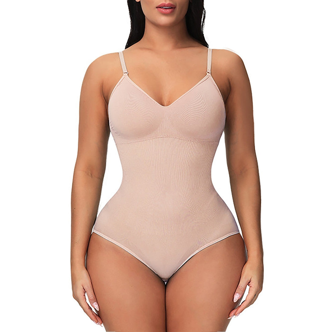 Damen Shapewear Body, hautfarben, nahtlos, verstellbare Träger, figurformend, Unterwäsche.