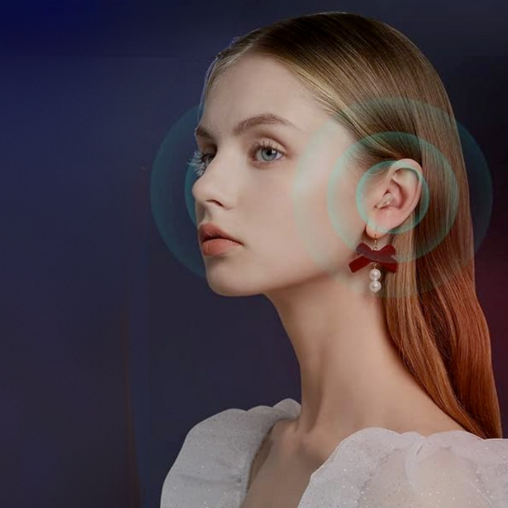 Frau mit langen Haaren, trägt elegante Ohrringe, Porträt, Modefotografie, stilvoll, modern.