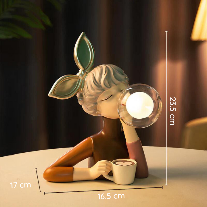 Keramik-Dekoration Frau mit Kaffeetasse, 23,5 cm, modern, Wohnzimmer, stilvoll, Geschenkidee.
