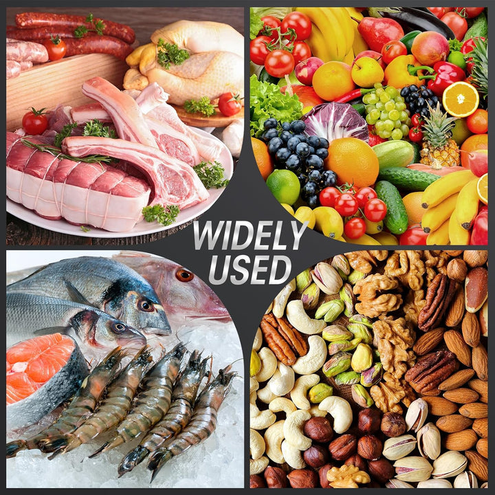 Verschiedene frische Lebensmittel: Fleisch, Obst, Fisch, Nüsse, ideal für gesunde Ernährung.