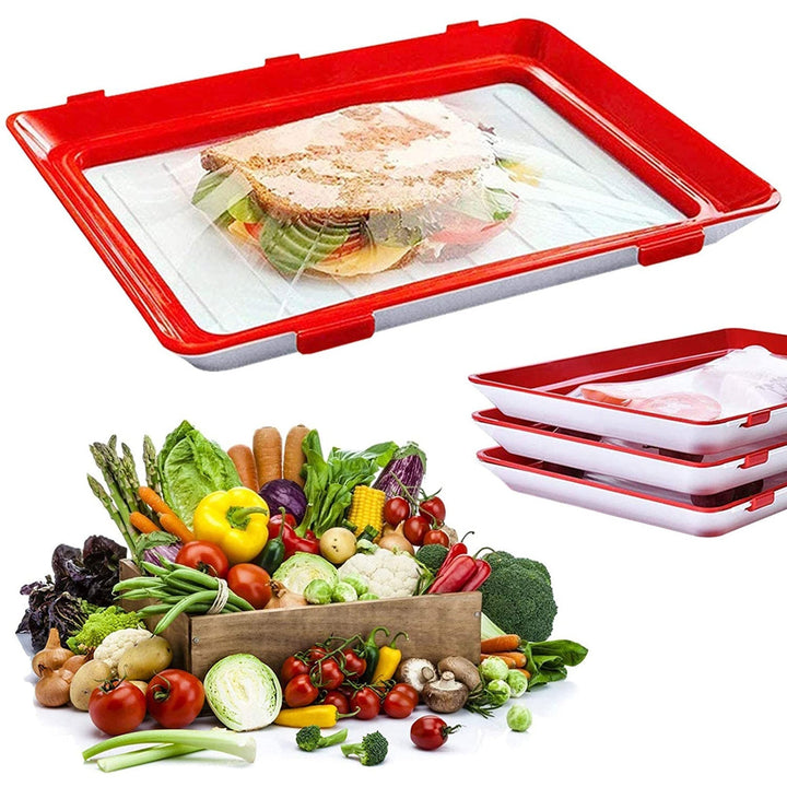 Rote Frischhaltebox für Lebensmittel, stapelbar, mit Deckel, ideal für Gemüse und Sandwiches.