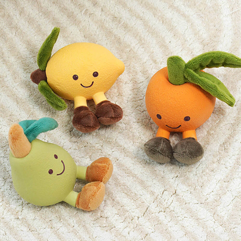 Lustige Frucht-Plüsch-Hundespielzeuge, Zitrone, Orange, Avocado, quietschend, Zahnpflege.