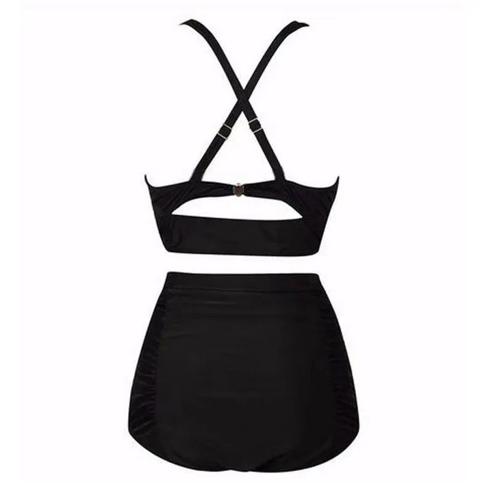 Černý bikini set s haltertopem a vysokým pasem – Alina