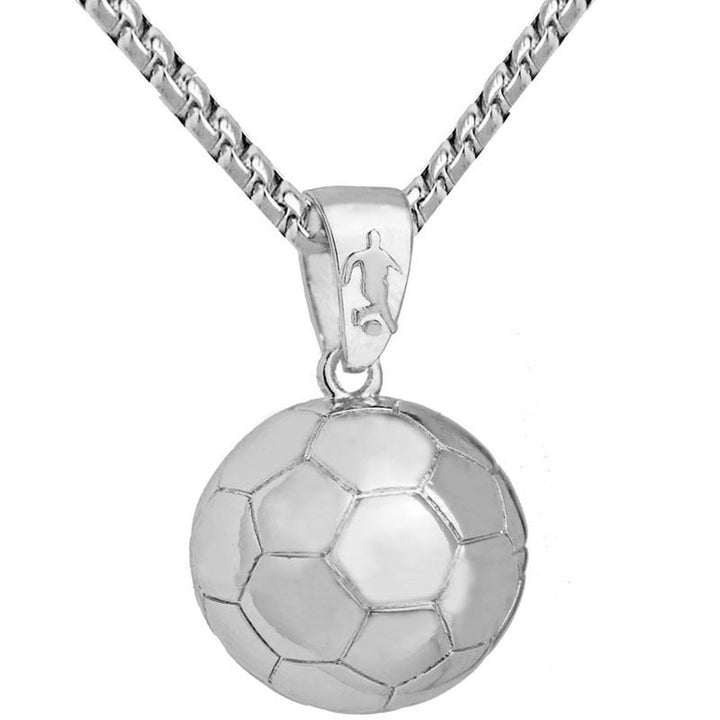Silberne Fußball-Halskette, Herren-Schmuck, Sport-Anhänger, Geschenkidee, modisch, elegant.