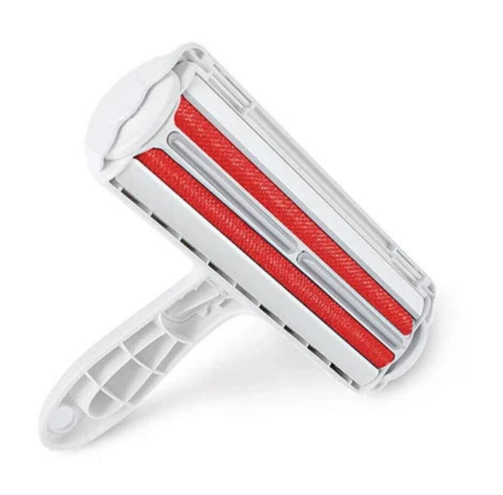 Weißer Tierhaarentferner mit roter Rolle, Fusselrolle, Haustierpflege, Kunststoff, Handgerät