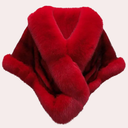 Roter Pelzkragen Schal, luxuriös, weich, Damenmode Accessoire, Winterkleidung.