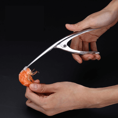 Hochwertiger Edelstahl-Garnelenschäler, ergonomisch, ideal für einfache Meeresfrüchte-Zubereitung.