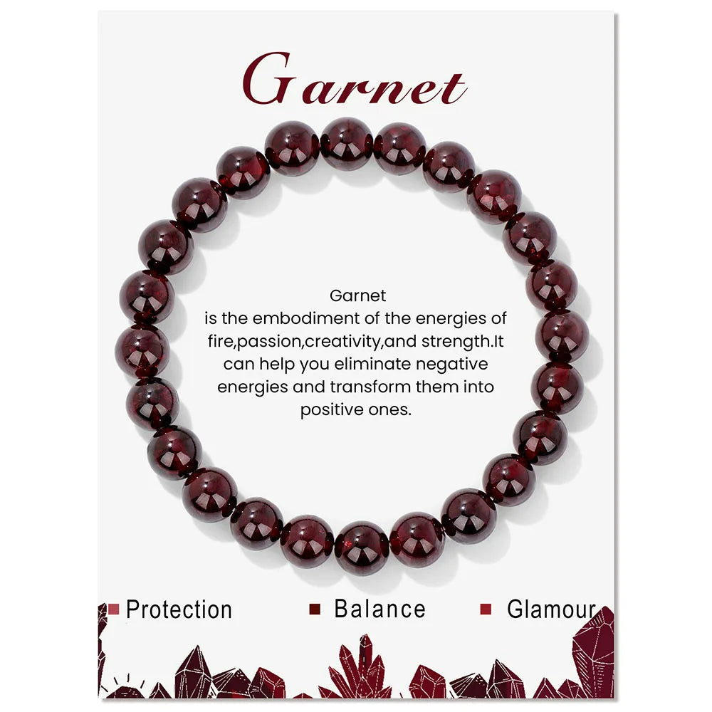 Granat-Armband aus roten Edelsteinen, elastisch, für Schutz, Balance und Glamour.
