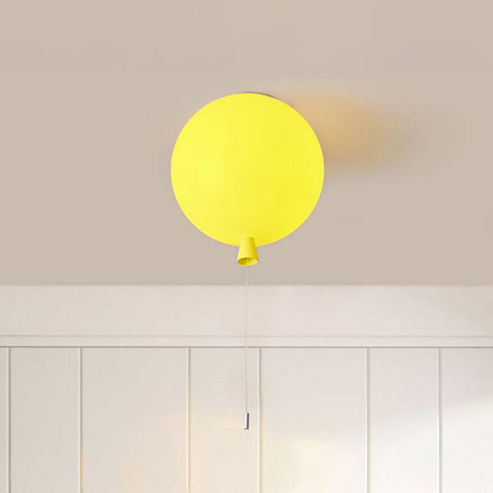 Gelbe Ballon-Deckenleuchte aus Metall, modernes Design, Kinderzimmerlampe.