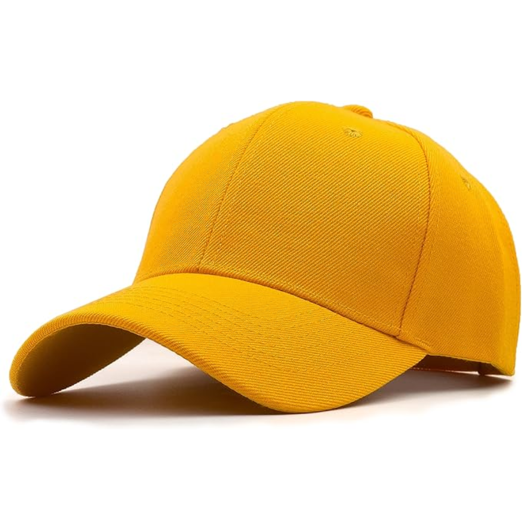 Gelbe Baseballkappe aus Baumwolle, Unisex, modisches Accessoire, Freizeitkleidung.