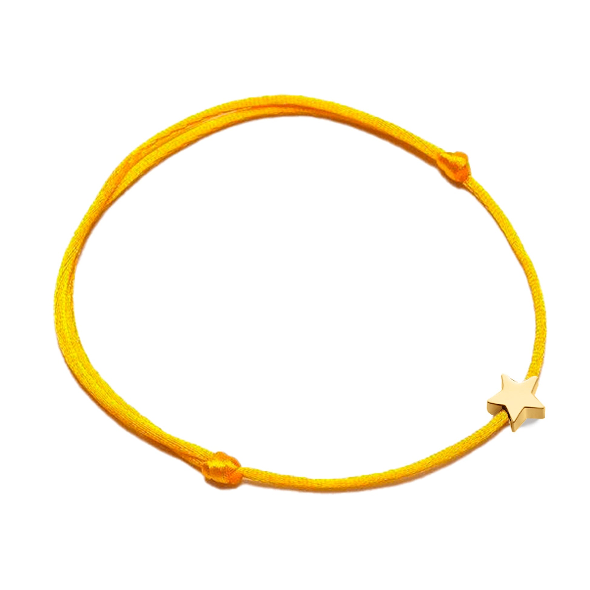 Gelbes Armband mit goldfarbenem Sternanhänger, minimalistisches Schmuckdesign, Damenaccessoire.
