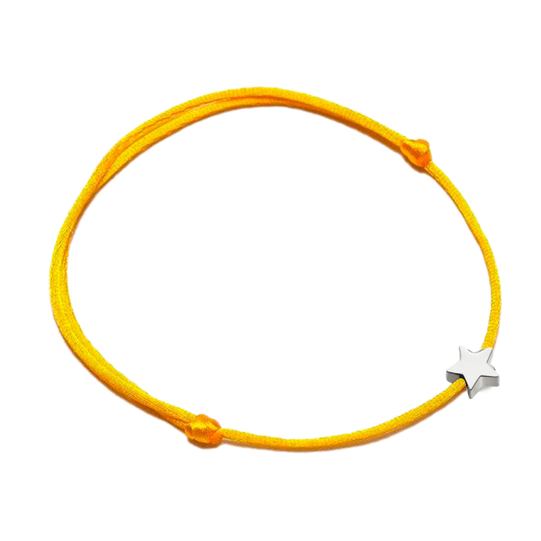 Gelbes Armband mit silbernem Sternanhänger, verstellbar, modisches Accessoire, Damen Schmuck.