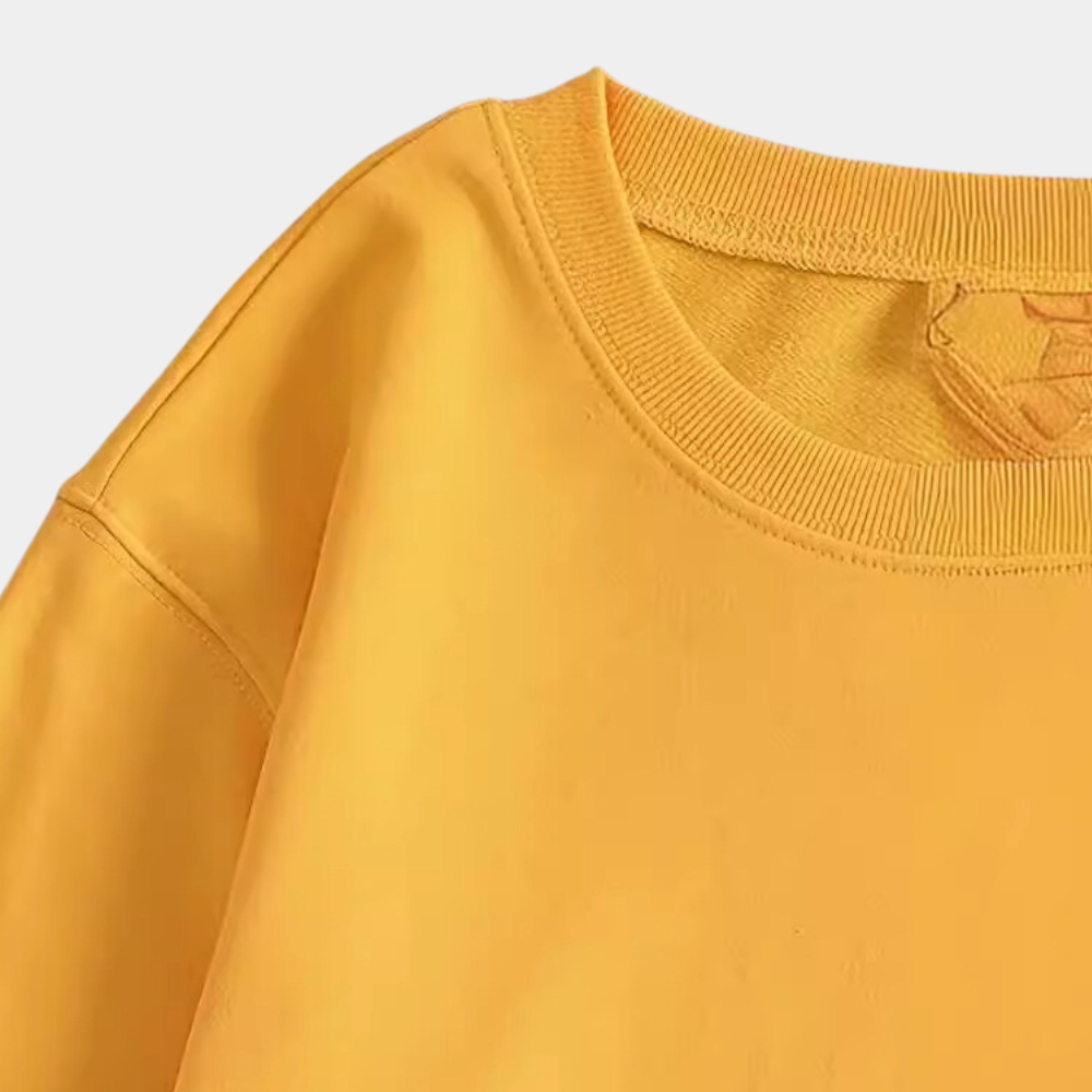 Gelbes Baumwoll-T-Shirt, Rundhalsausschnitt, lässig, Unisex, modisch, bequemes Oberteil.