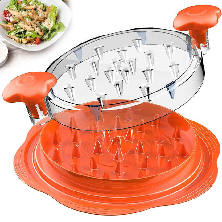 Orangene Salatschleuder mit transparentem Deckel, Kunststoff, Küchenzubehör, Gemüsezubereitung.
