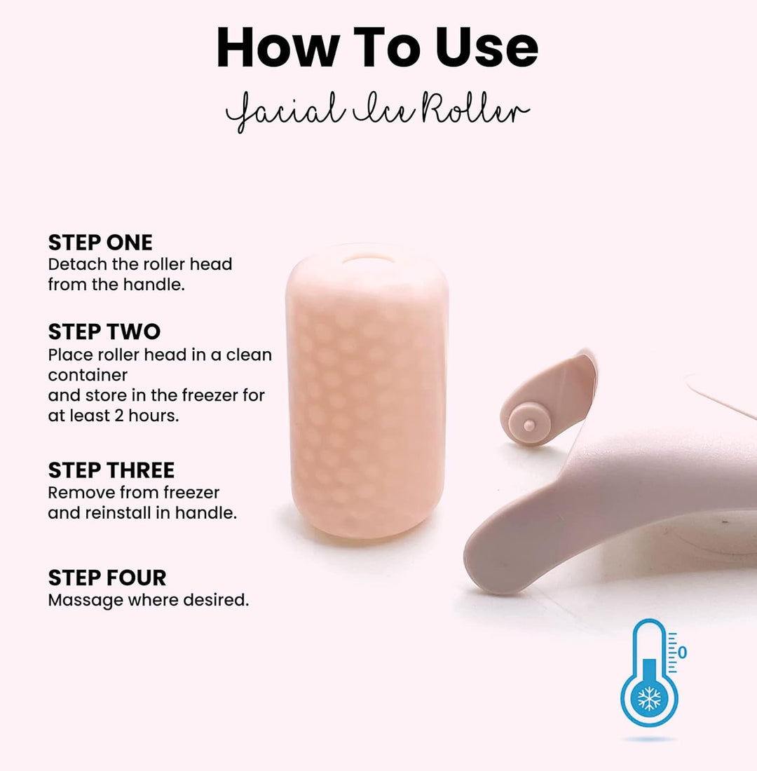 Gesichts-Eisroller, rosa, abnehmbar, für kühlende Gesichtsmassage, Hautpflege-Tool.