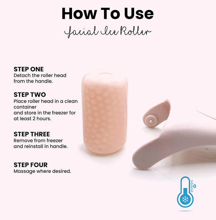 Gesichts-Eisroller, rosa, abnehmbar, für kühlende Gesichtsmassage, Hautpflege-Tool.