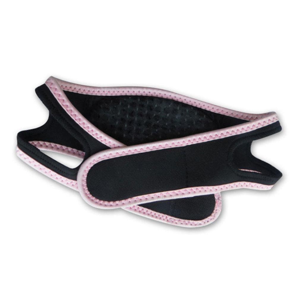 Schwarze Gesichtsmaske mit rosa Rand, Neopren, Anti-Schnarchen, verstellbar, Schlafhilfe.