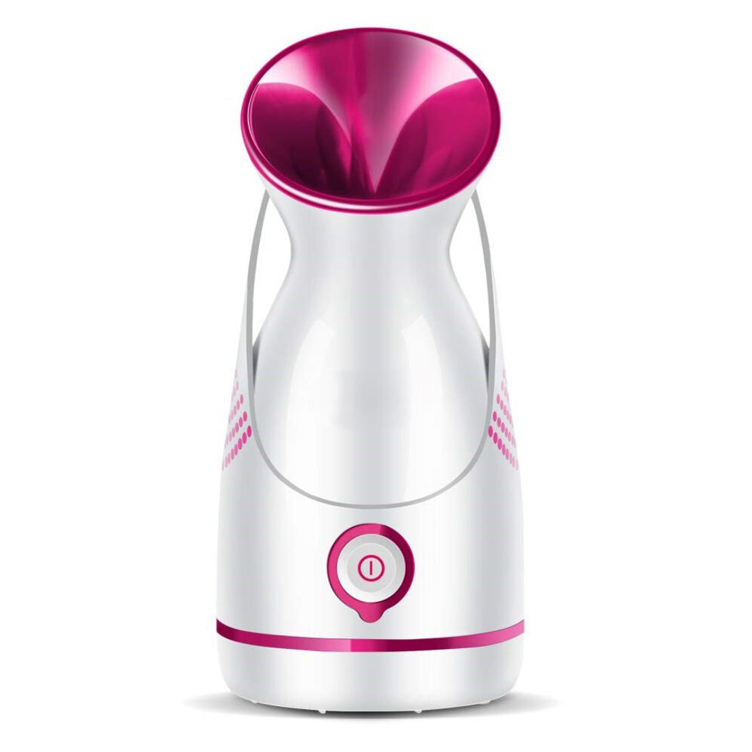 Gesichtsdampfer weiß-rosa, tragbar, Hautpflegegerät, Aromatherapie, Heimgebrauch.