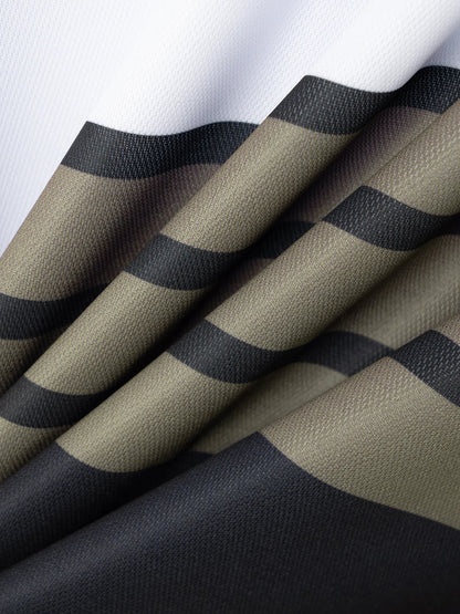 Schwarz-weiß gestreifter Stoff, Nahaufnahme, Textil, Polyester, Mode, Design, Textur.