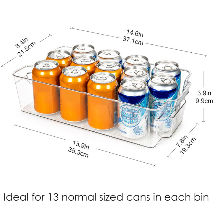 Klarer Kunststoff-Getränkehalter für 13 Dosen, ideal für Kühlschrankorganisation.