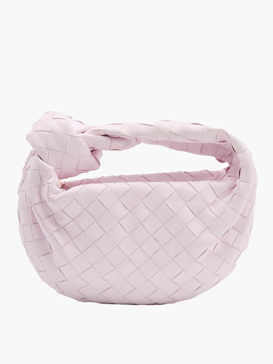 Rosa geflochtene Mini-Tasche aus Leder, modisches Accessoire, handgefertigt, elegant.