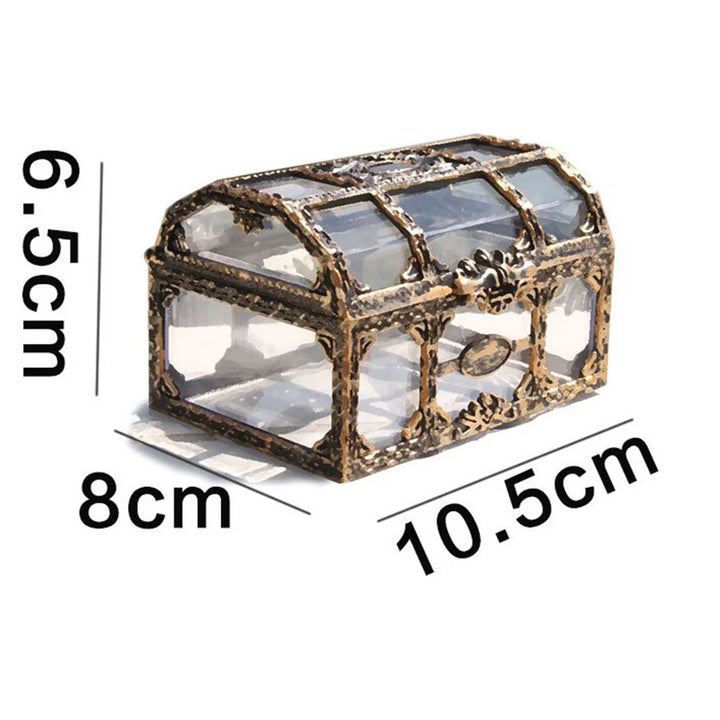 Kleine transparente Schmuckschatulle aus Glas mit goldenen Verzierungen, 10,5x8x6,5 cm.