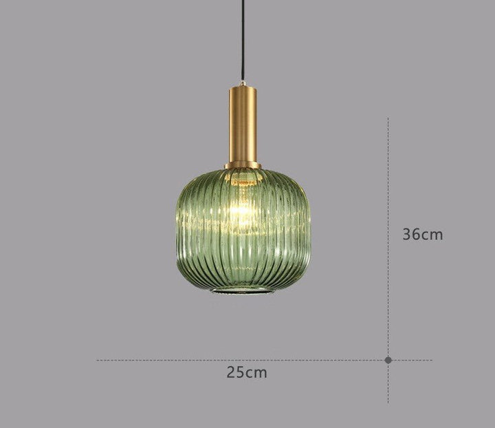 Grüne Glas-Hängelampe, dänisches Design, 25x36cm, modernes Interieur, Beleuchtung.