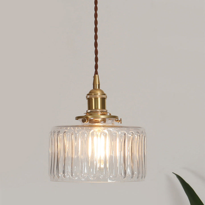 Kronleuchter aus Glas mit Messingfassung, Vintage-Hängelampe, E27, für Wohnzimmerbeleuchtung.
