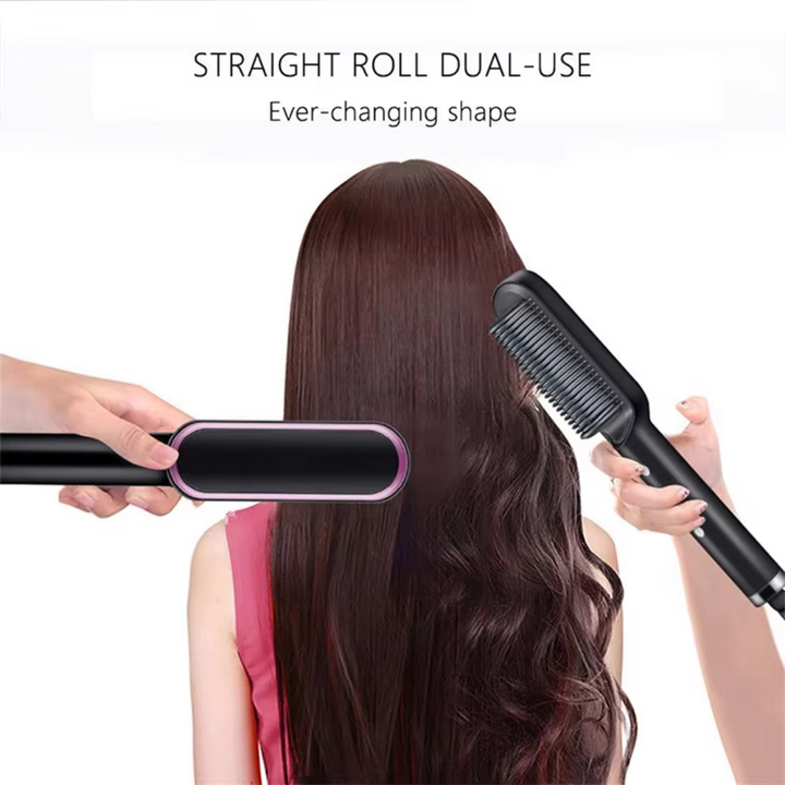 Haarglätter und Lockenstab, schwarz, dual-use, für glattes und lockiges Haarstyling.
