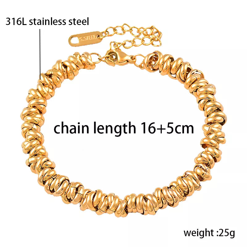 Goldenes Armband aus 316L Edelstahl, Kettenlänge 16+5cm, Gewicht 25g, modisches Schmuckstück.