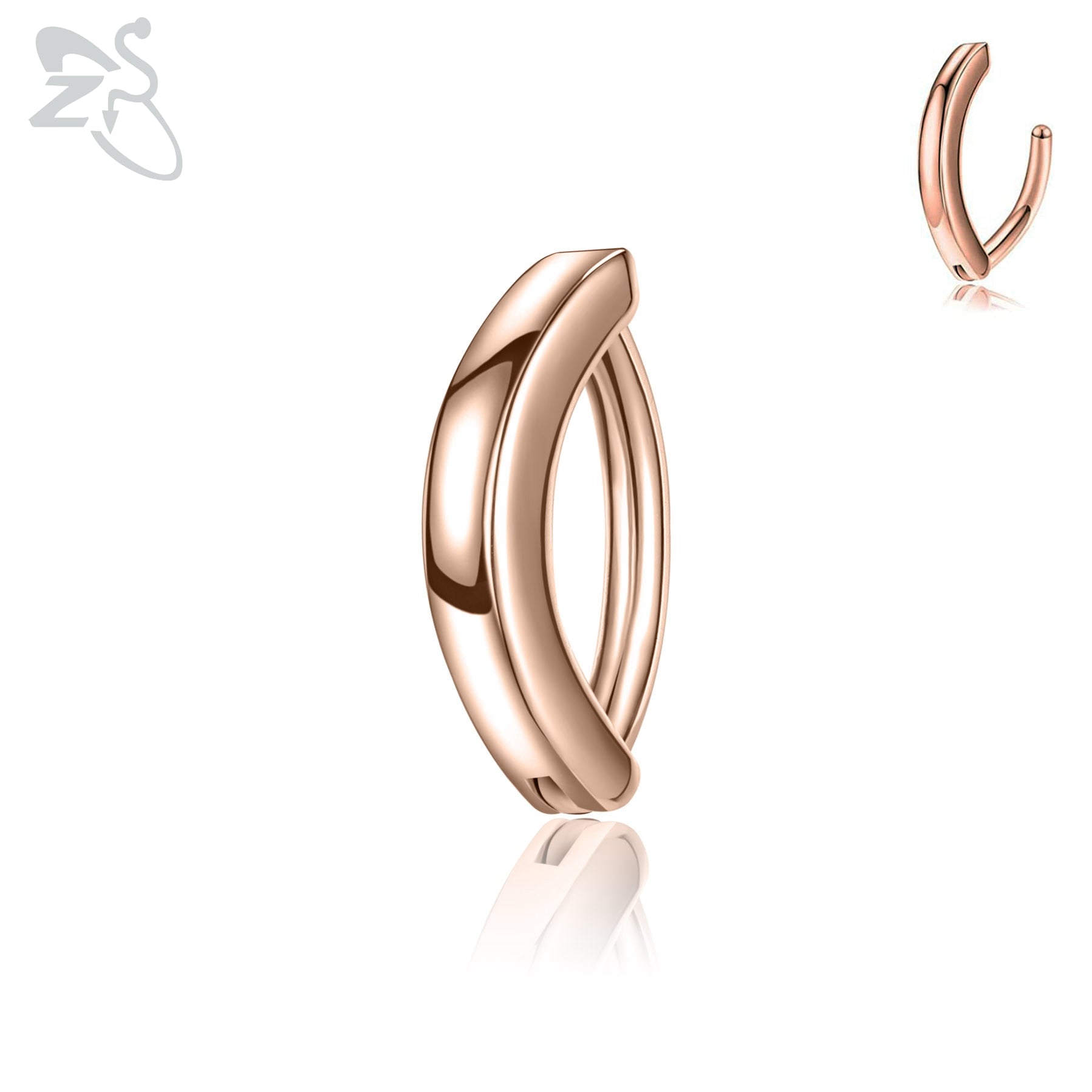 Roségold Creolen-Ohrring, poliert, Edelstahl, minimalistisches Design, Schmuck für Damen.