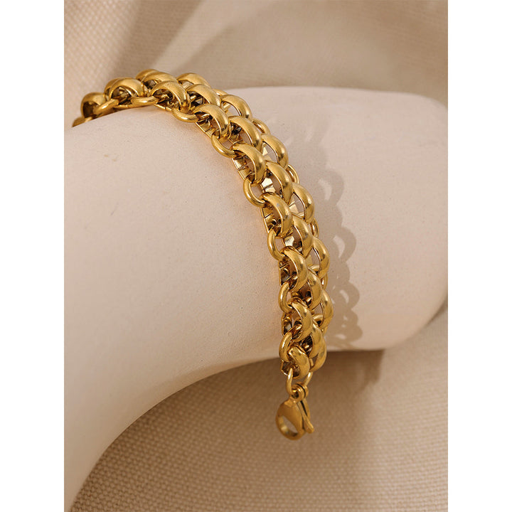 18k vergoldetes Edelstahl-Cuban Chain Armband, verstellbar, modisches Statement-Schmuckstück.