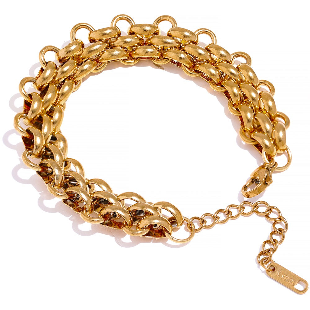 18k vergoldetes Edelstahl-Cuban Chain Armband, verstellbar, modisches Statement-Schmuckstück.