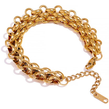 18k vergoldetes Edelstahl-Cuban Chain Armband, verstellbar, modisches Statement-Schmuckstück.