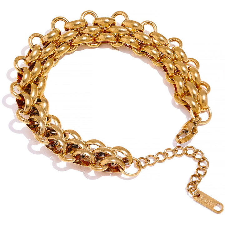 18k vergoldetes Edelstahl-Cuban Chain Armband, verstellbar, modisches Statement-Schmuckstück.