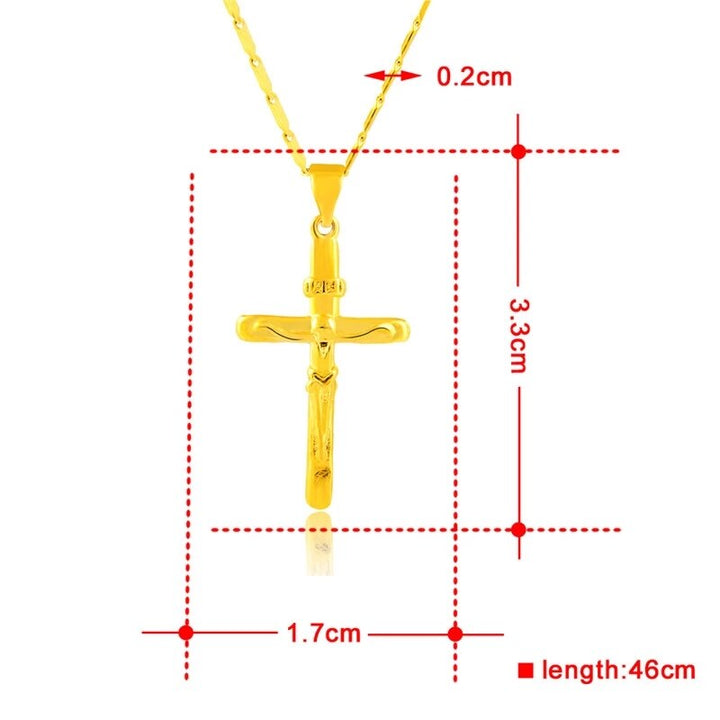 Goldene Kreuzkette, Edelstahl, 46 cm Länge, 3,3 cm Anhänger, modisches Schmuckstück.