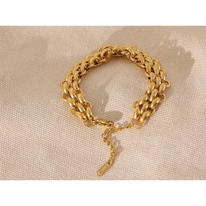 18k vergoldetes Edelstahl-Armband, verstellbar, kubanische Kette, modisches Statement-Schmuckstück.