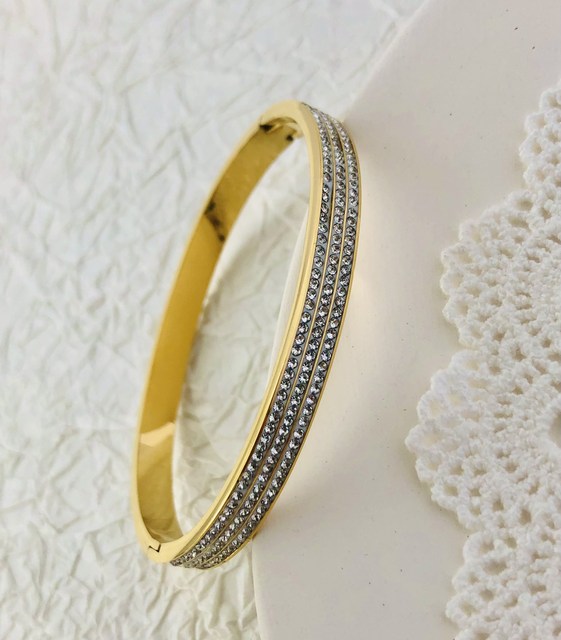 Goldenes Edelstahlarmband mit Zirkonia, wasserdicht, luxuriös, für Damen.
