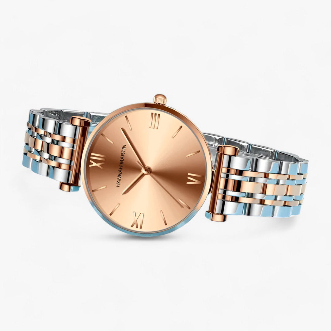 Luxus-Armbanduhr aus Edelstahl, zweifarbig, römische Ziffern, elegantes Design, Herrenuhr.