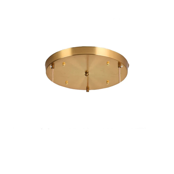 Goldene Deckenleuchte, rund, modern, Metall, LED, Wohnzimmerbeleuchtung, stilvoll, elegant.