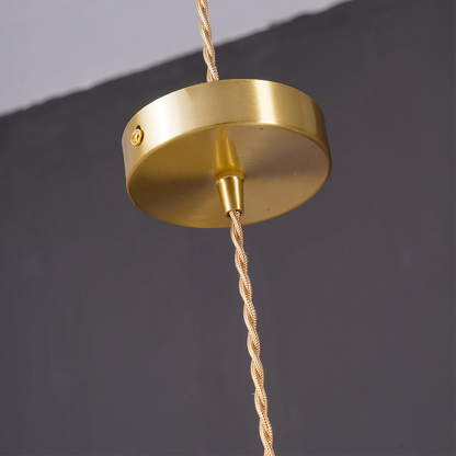 Goldene Deckenleuchte mit geflochtenem Kabel, modernes Design, Metall, Wohnzimmerbeleuchtung.