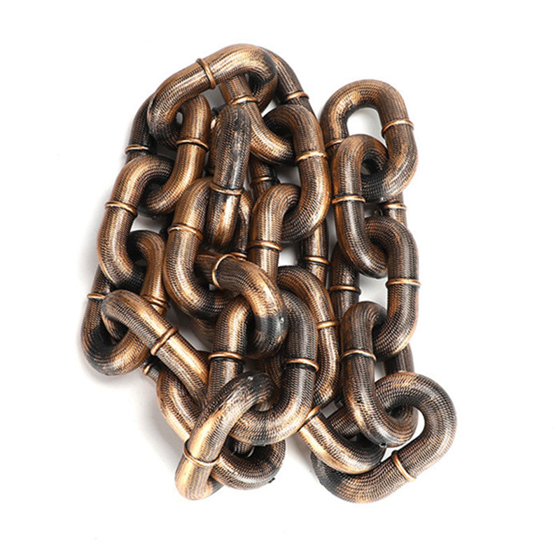 Bronzefarbene Metallkette, dekorativ, robust, ineinandergreifende Glieder, Vintage-Stil.