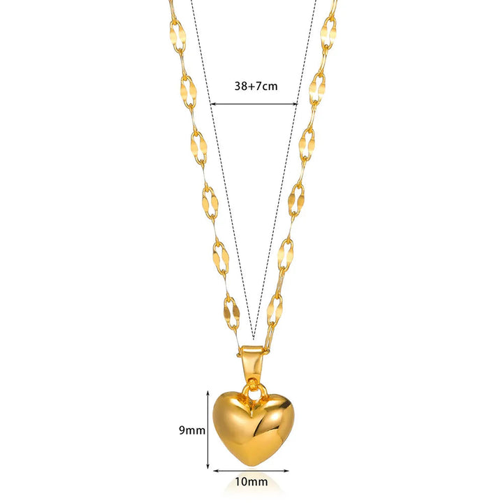 Goldene Herz-Halskette, Edelstahl, 38+7cm Länge, modisches Schmuckstück für Damen.